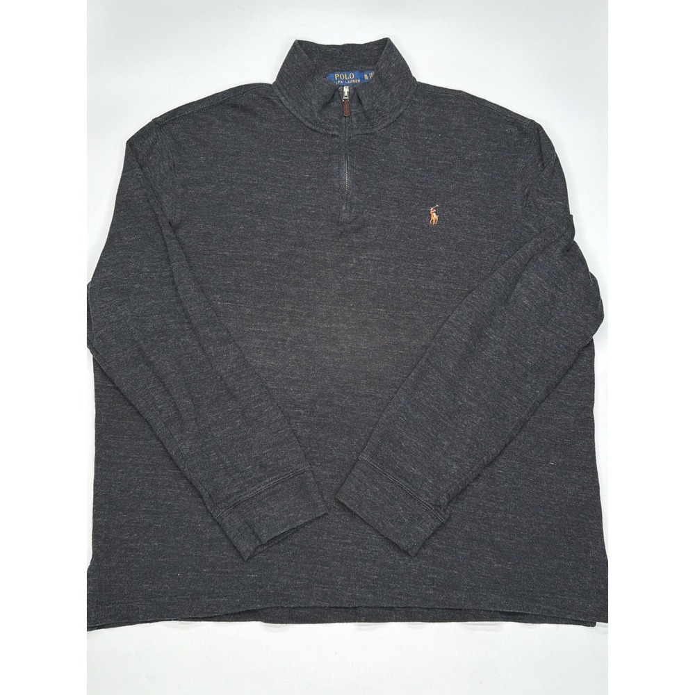 Polo Ralph Lauren Men's Charcoal Heather 1/4 Zip Long Sleeve Pullover Sweater XL